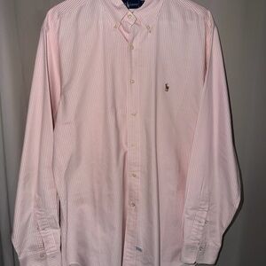 Ralph Lauren Men's Light Pink Striped Dress Shirt Size XL